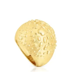 Anel abaulado com banho de ouro de 18 K sobre prata Dybe