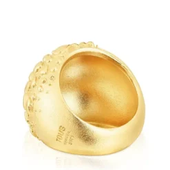 Anel abaulado com banho de ouro de 18 K sobre prata Dybe