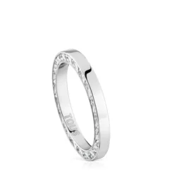 Anel aliança de casamento em ouro branco e diamantes 2,5 mm TOUS Alianças