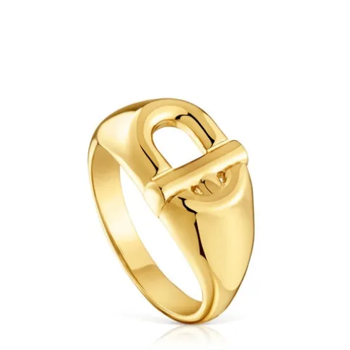 Anel carimbo com banho de ouro de 18 K sobre prata TOUS MANIFESTO