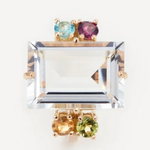 Anel em ouro com pedras preciosas TOUS ATELIER
