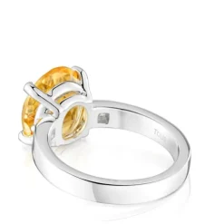 Anel em prata com diamantes e citrino Basic Colors