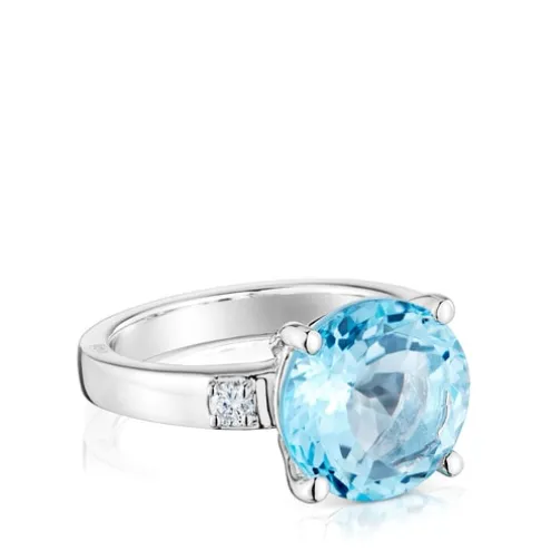 Anel em prata com diamante e topázio Basic Colors