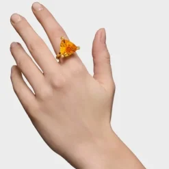 Anel grande banhado a ouro de 18 K sobre prata e citrino criado em laboratório TOUS Color LGG