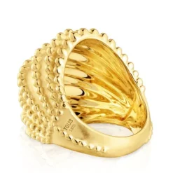 Anel grande banhado a ouro de 18 K sobre prata TOUS Grain