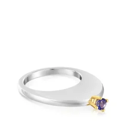 Anel grande bicolor oval e iolita My Other Half