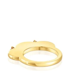 Anel grande flor banhado a ouro de 18 K sobre prata e cornalina My Other Half