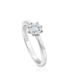 Anel Les Classiques rosácea pequena em Ouro branco e Diamantes