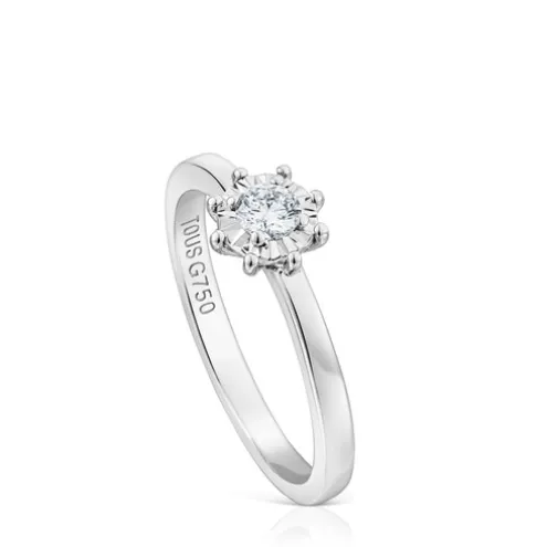 Anel Les Classiques rosácea pequena em Ouro branco e Diamantes
