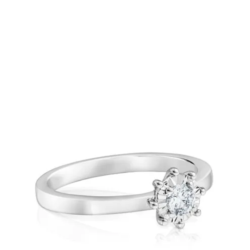 Anel Les Classiques rosácea pequena em Ouro branco e Diamantes