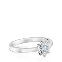 Anel Les Classiques rosácea pequena em Ouro branco e Diamantes