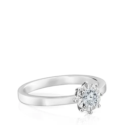 Anel Les Classiques rosácea pequena em Ouro branco e Diamantes