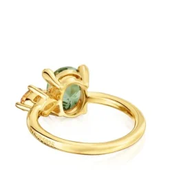 Anel médio banhado a ouro de 18 K sobre prata, espinélio e citrino criados em laboratório TOUS Color LGG