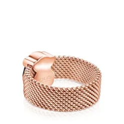 Anel Mesh Color em Aço IP rosado e Ónix