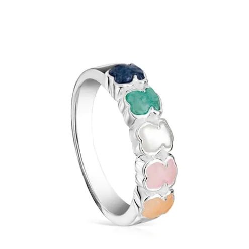 Anel Mini Color em Prata com Pedras Preciosas
