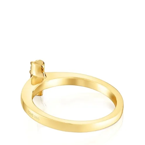 Anel pequeno banhado a ouro de 18 K sobre prata e rodolita TOUS Basic Colors