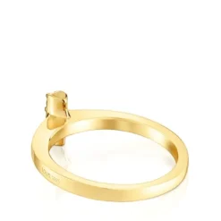 Anel pequeno banhado a ouro de 18 K sobre prata e pedras preciosas TOUS Basic Colors