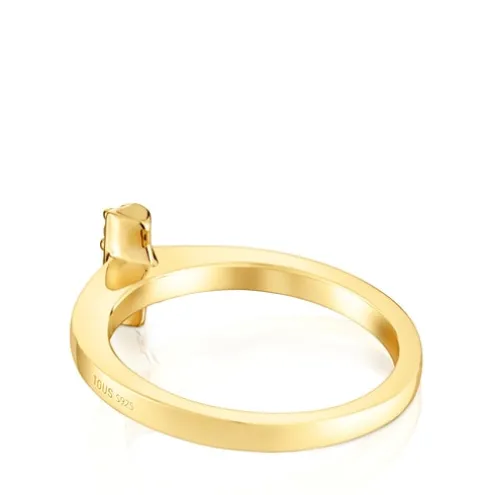 Anel pequeno banhado a ouro de 18 K sobre prata e pedras preciosas TOUS Basic Colors