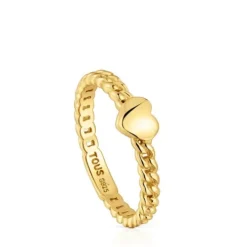 Anel pequeno coração banhado a ouro de 18 K sobre prata Bold Motif