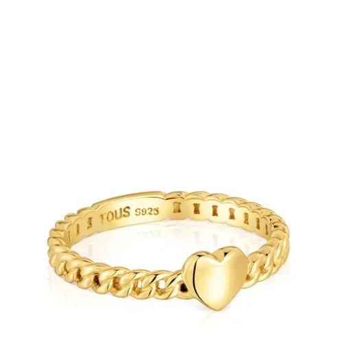 Anel pequeno coração banhado a ouro de 18 K sobre prata Bold Motif