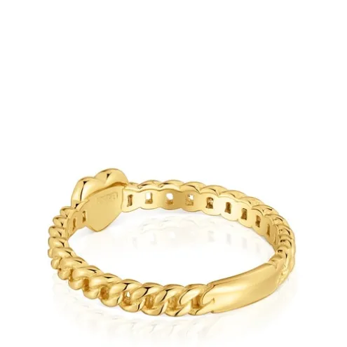 Anel pequeno coração banhado a ouro de 18 K sobre prata Bold Motif