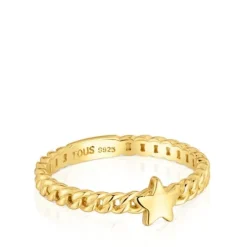 Anel pequeno estrela banhado a ouro de 18 K sobre prata Bold Motif