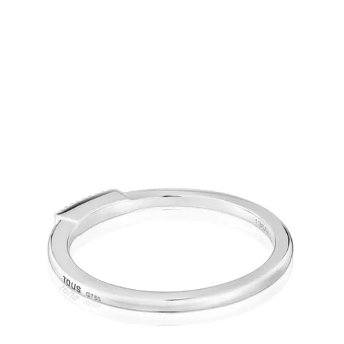 Anel pequeno tira em ouro branco com diamantes TOUS Grain