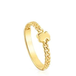Anel pequeno urso banhado a ouro de 18 K sobre prata Bold Motif
