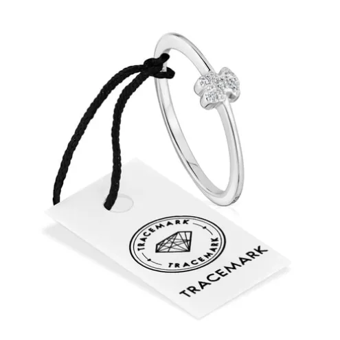 Anel pequeno urso em ouro branco com diamantes TOUS Grain