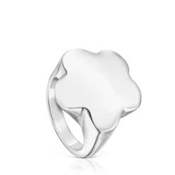 Anel selo em prata flor Bold Motif