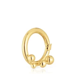 Argola média banhada a ouro de 18 K sobre prata e detalhes Hold