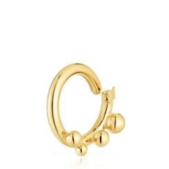Argola média banhada a ouro de 18 K sobre prata e detalhes Hold