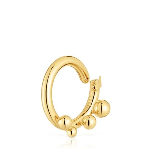 Argola média banhada a ouro de 18 K sobre prata e detalhes Hold