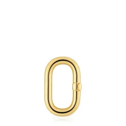 Argola média banhada a ouro de 18 K sobre prata Hold Oval