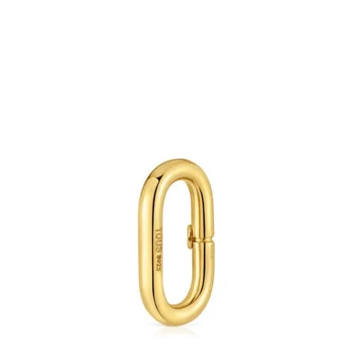 Argola média banhada a ouro de 18 K sobre prata Hold Oval