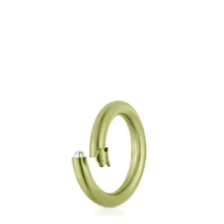 Argola média em prata em cor verde Hold