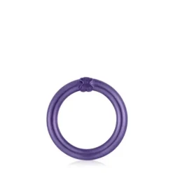 Argola média em prata em cor roxo Hold