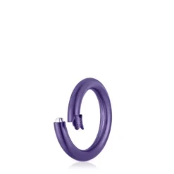 Argola média em prata em cor roxo Hold