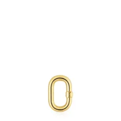 Argola pequena banhada a ouro de 18 K sobre prata Hold Oval