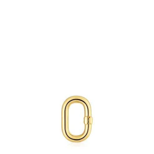 Argola pequena banhada a ouro de 18 K sobre prata Hold Oval