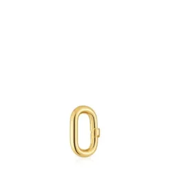 Argola pequena banhada a ouro de 18 K sobre prata Hold Oval