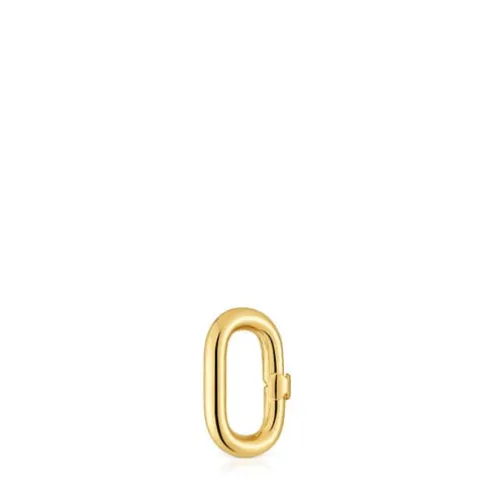 Argola pequena banhada a ouro de 18 K sobre prata Hold Oval