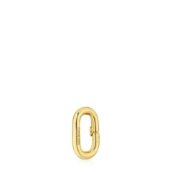 Argola pequena banhada a ouro de 18 K sobre prata Hold Oval