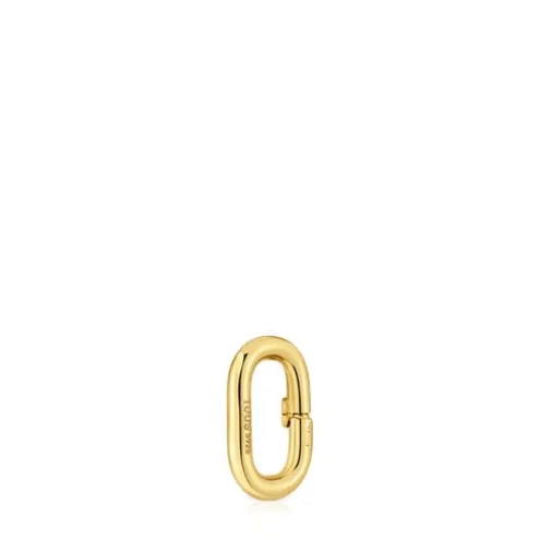 Argola pequena banhada a ouro de 18 K sobre prata Hold Oval