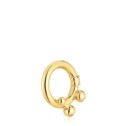 Argola pequena banhada a ouro de 18 K sobre prata e detalhes Hold