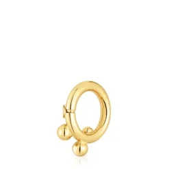 Argola pequena banhada a ouro de 18 K sobre prata e detalhes Hold