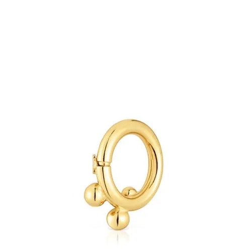 Argola pequena banhada a ouro de 18 K sobre prata e detalhes Hold