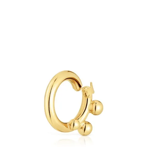 Argola pequena banhada a ouro de 18 K sobre prata e detalhes Hold