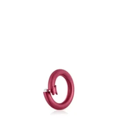Argola pequena em prata em cor vermelho Hold