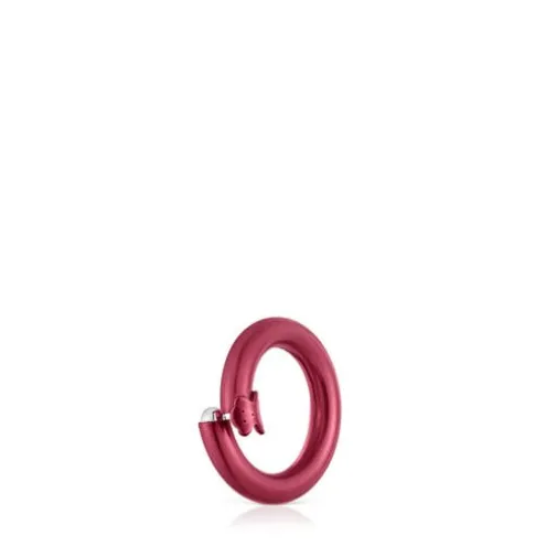 Argola pequena em prata em cor vermelho Hold